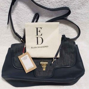 NWT Ellen DeGeneres Denim Leather Bag- Medium